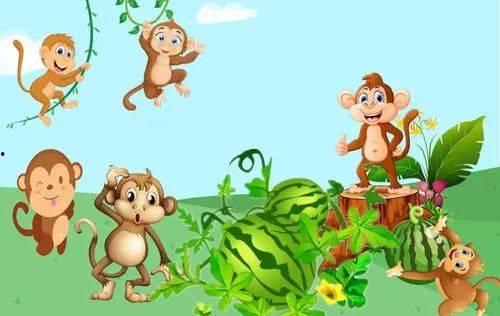 三只猴子吃瓜的故事视频,趣味横生的夏日故事